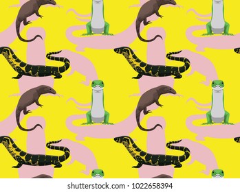 Lizard Monitor Cartoon Seamless Wallpaper