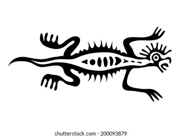lizard in native style, vector illustration