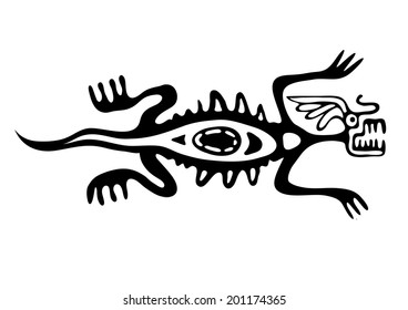 lizard in native style, vector illustration