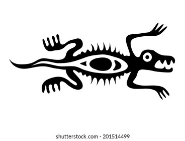 lizard in native style, vector illustration
