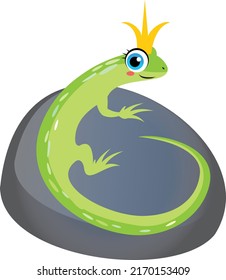 lagarto en una piedra, personaje de caricatura, fabuloso