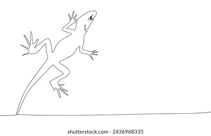 Lizard one line continuous. Line art Lizard isolated on transparent background. Hand drawn vector art.