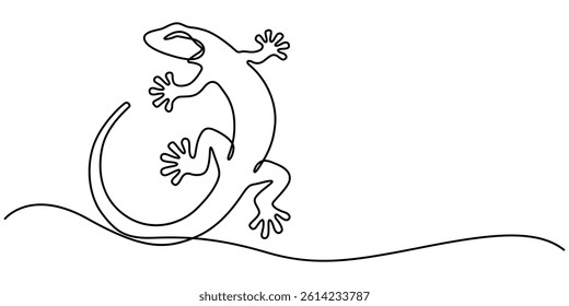 Lizard one line drawing on white background vector illustration, Lizard one line continuous. Line art Lizard isolated on transparent background. Hand drawn vector art, Unravel the secrets of their. 