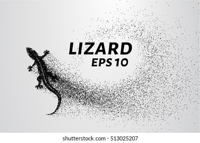 Lizard of particles. The lizard consists of small circles and dots.