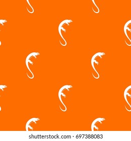 Lizard pattern repeat seamless in orange color for any design. Vector geometric illustration