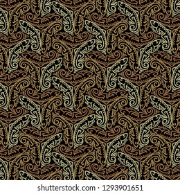 Lizard pattern, reptile ornament, chameleon black background, illustration, vector