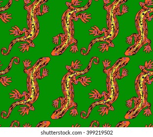 Lizard a pattern, a reptile with a pattern, seamless drawing, skin with flowers, an animal a vector, the line on a back, the wild nature, exotic fauna, a long tail, an illustration a pangolin
