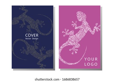 Lizard patterned cover. Template of magazines, poster, book cover, banners.  Landscape invitation.