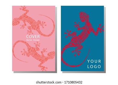 Lizard patterned cover. Template of magazines, poster, book cover, banners.  Landscape invitation.