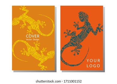 Lizard patterned cover. Template of magazines, poster, book cover, banners.  Landscape invitation.