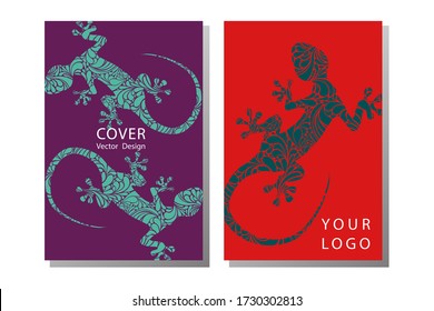 Lizard patterned cover. Template of magazines, poster, book cover, banners.  Landscape invitation concept.