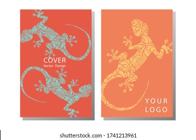 Lizard patterned cover. Template of magazines, poster, book cover, banners.  Landscape invitation concept.