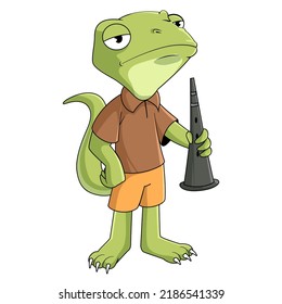 Lizard Playing Clarinet Cartoon Illustration Stock Vector (Royalty Free ...