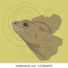 lizard portrait, on a colored background, vector