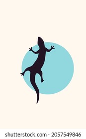 Lizard Raptor Silhouette Minimalist Boho Icon Poster