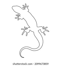 Lizard reptile. Outline silhouette. Design element. Vector illustration isolated on white background. Template for books, stickers, posters, cards, clothes.