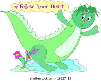 Lizard says Follow Your Heart Vector
