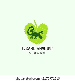 Lizard shadow on the leaf green. ilustration Frog shadow on the leaf . logo vector ilustration.