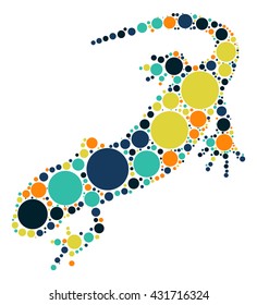 lizard shape vector design by color point