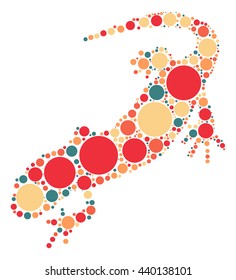 lizard shape vector design by color point