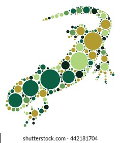 lizard shape vector design by color point