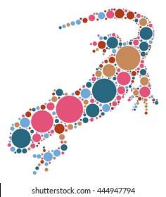 lizard shape vector design by color point