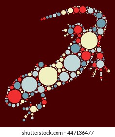 lizard shape vector design by color point