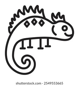 Lizard sign, black line icon, editable stroke, vector single monochrome illustration