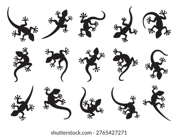 Lizard silhouette compilation set.  Vector doodle silhouette illustration set for web, t-shirt design, other graphic design use