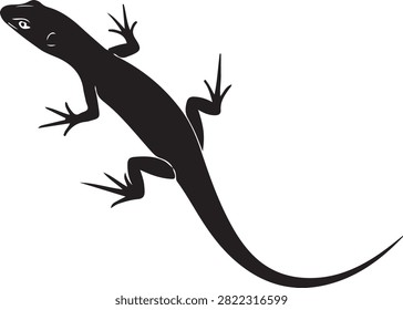 Lizard Silhouette - Gecko Reptile Crawling Black Icon