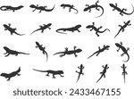 Lizard silhouette, Gecko lizard silhouette, Gecko silhouettes, Gecko lizard clipart, Lizard vector set