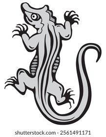 Lizard silhouette in gray. Vector illustrator. Lizard for tattoo