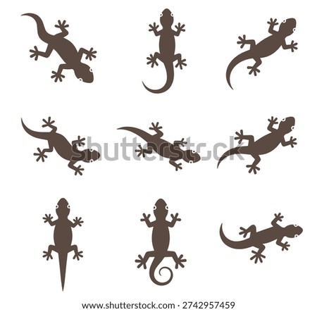 Lizard Silhouette Icon Set Collection Gecko Reptile Wildlife Animal Clipart Pack