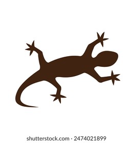 Silueta de lagarto aislado en blanco. Vector conceptual de animales tropicales y anfibios