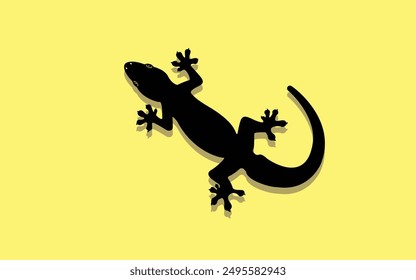 lizard silhouette for logo design reptile Yellow Background Vector