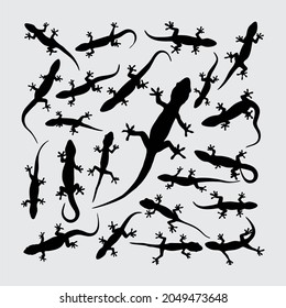 Lizard Silhouette. A Set Of Lizard Silhouettes