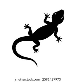 Lizard Silhouette Vector Art Illustration | Minimalist Black Color Lizard Design