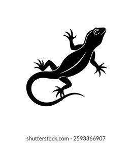 Lizard Silhouette Vector Art Illustration | Minimalist Black Color Lizard Design