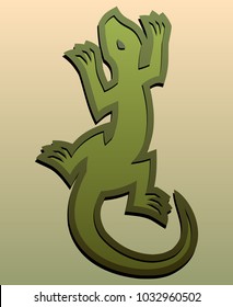 Lizard silhouette vector logo in green color.