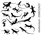 lizard silhouette vector set illustration