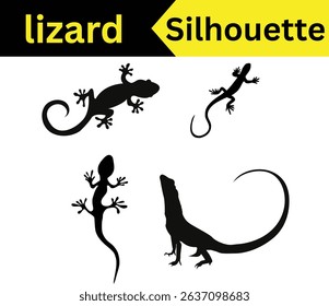 Lizard Silhouettes: A Collection of Four Diverse Lizard Poses