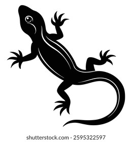 Lizard silhouettes and icons. Black flat color white background Lizard animal vector and illustration.