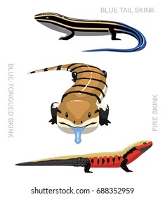 Lizard Skink Set Cartoon Vector Illustration