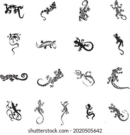Lizard Tattoo Sketches In Vector 