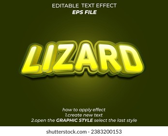 lizard text effect . font editable, typography, 3d text. vector template