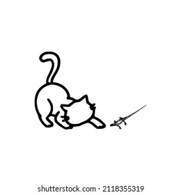 Lizard toy cat. Simple illustration.