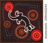 Lizard vector, Aboriginal art background with lizard, Illustration based on aboriginal style of dot painting vector