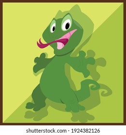 Lizard Vector Cartoon Green Funny