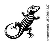 Lizard Vector Illustration - Cartoon Clipart and Line Art Design