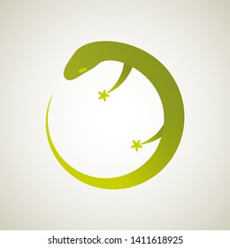 Lizard. Vector illustration of logo. Stylized, simplified and isolated cute animal.